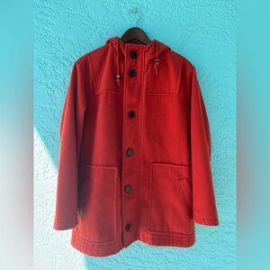 A New Day Lined Hooded Orange Red Thigh Length Jacket size Large